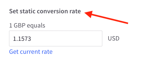 Setting a fixed currency exchange rate.