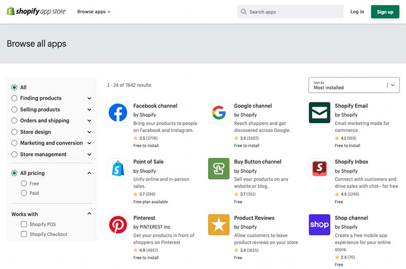 The Shpify app store.