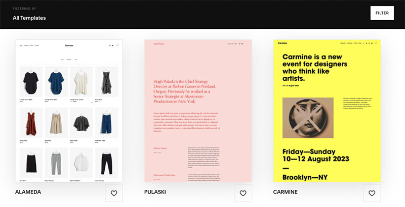 Squarespace templates.