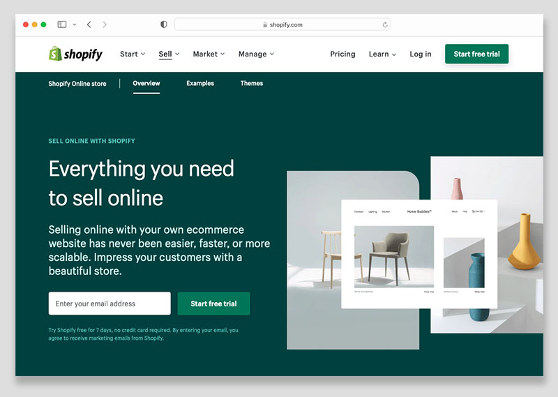 The Shopify ecommerce platform.
