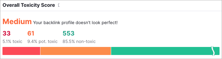 Semrush's toxic link report