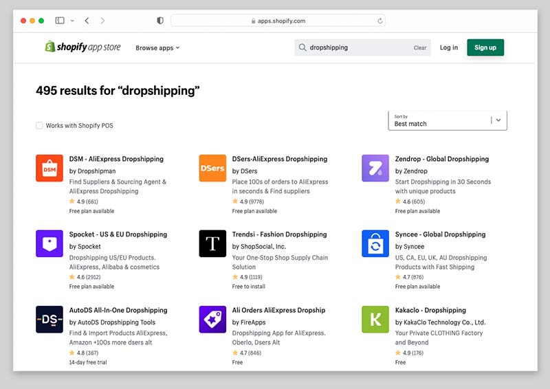 Shopify dropshipping apps.