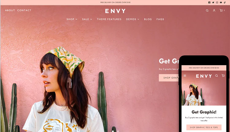 Example of a premium Shopify theme, 'Envy'