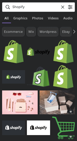 Image search results in Canva