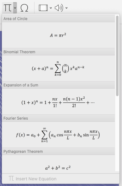 The equations tool in PowerPoint
