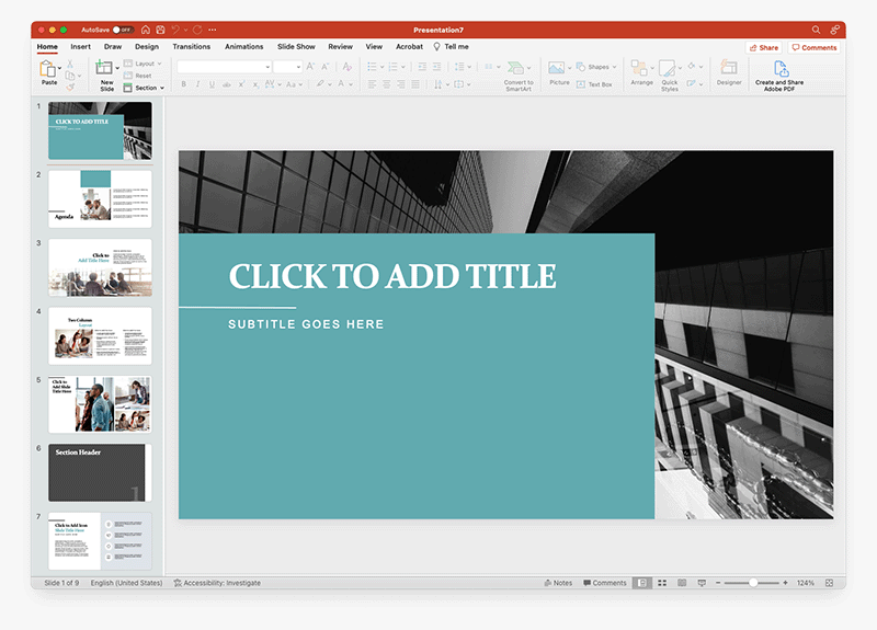 A corporate-looking PowerPoint template.