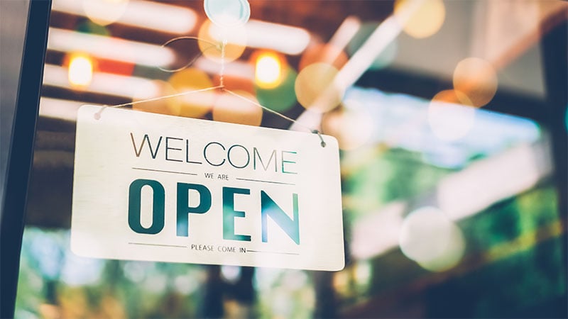 A shop 'open' sign.