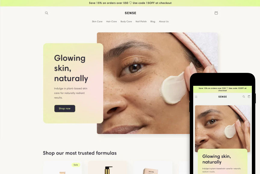 Example of a free Shopify theme.