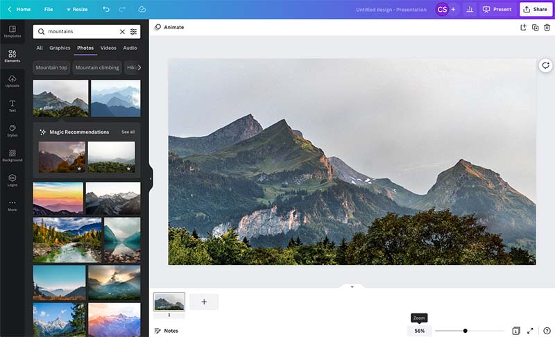 Using stock photography in Canva