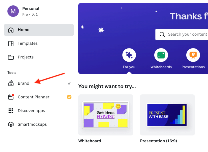 Accessing the Canva Brand Kit feature.