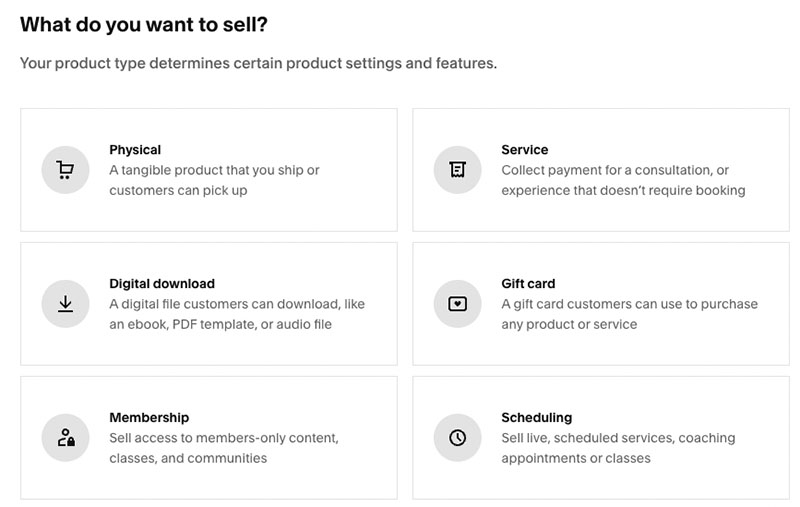 Adding products in Squarespace.