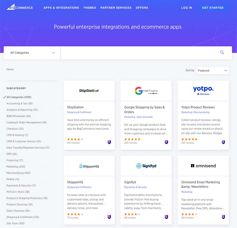 Bigcommerce's app store.