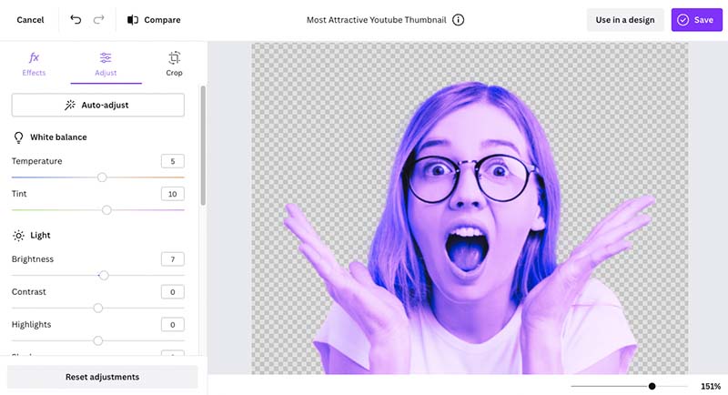 Canva's new modal photo editor tool.