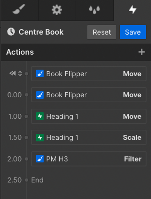 Building a complex animation using Webflow's 'interactions' animation tool.