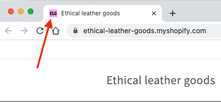 An example of a favicon in a Shopify store.