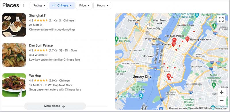 Google Business map results