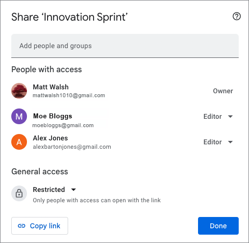 Collaboration settings in Google Workspace.