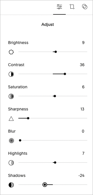 Image editing controls in Squarespace.