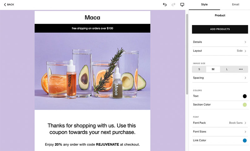 Using Squarespace Email Campaigns.