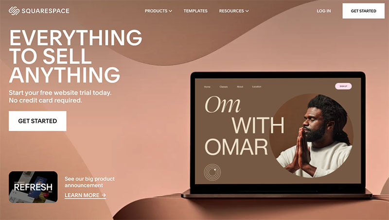 The Squarespace home page.