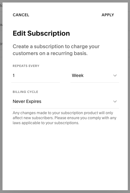 Creating a subscription in Squarespace