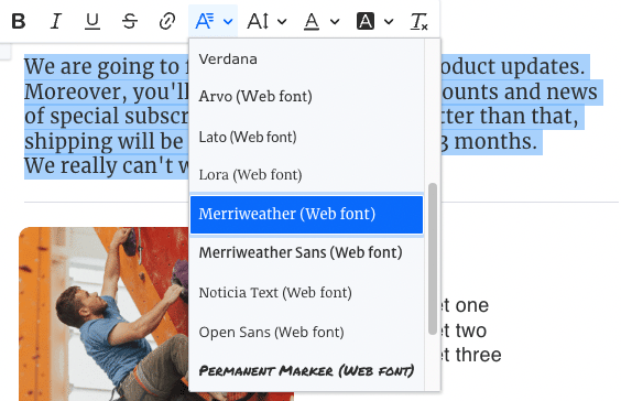 Using web fonts in AWeber.