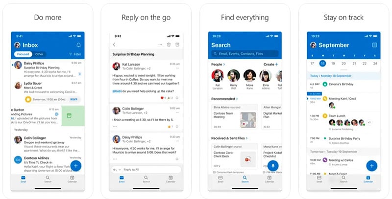 The Microsoft 365 mobile app for Outlook.