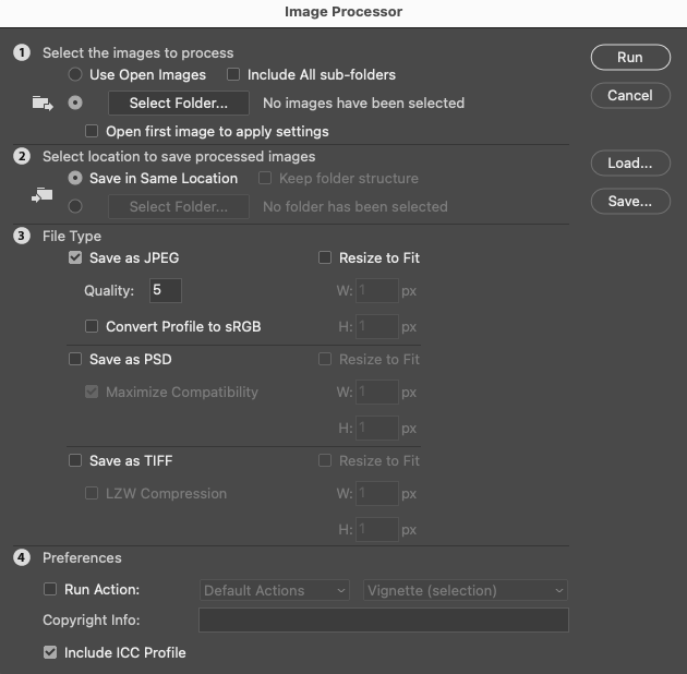 Photoshop's 'image processor' tool.