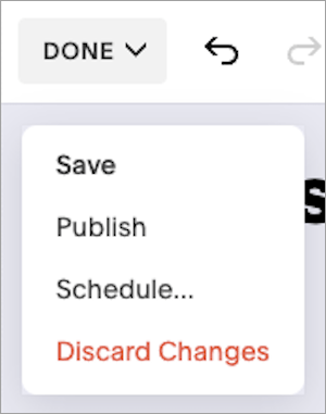 The publishing options for a Squarespace blog