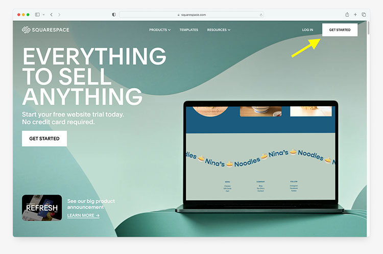 Accessing the Squarespace free trial