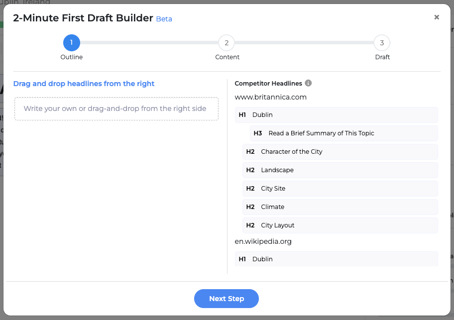 Growthbar's first draft builder