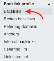 The backlink profile section