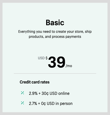 Shopify Basic pricing