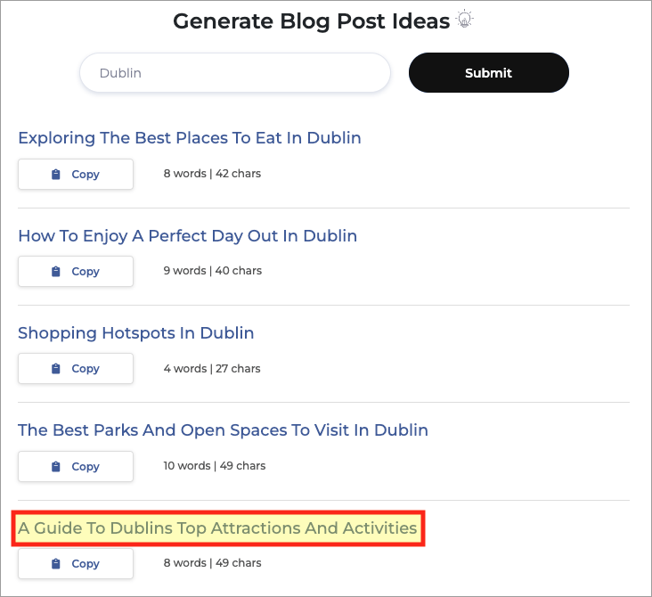 The blog post idea generator