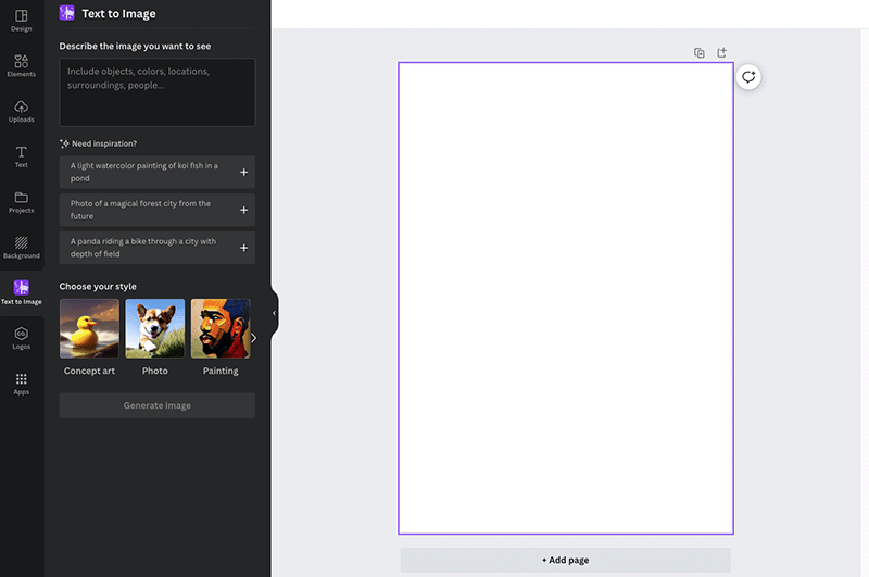 A blank poster layout in Canva