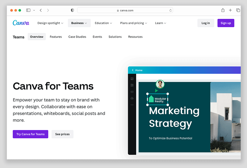'Canva for Teams'.