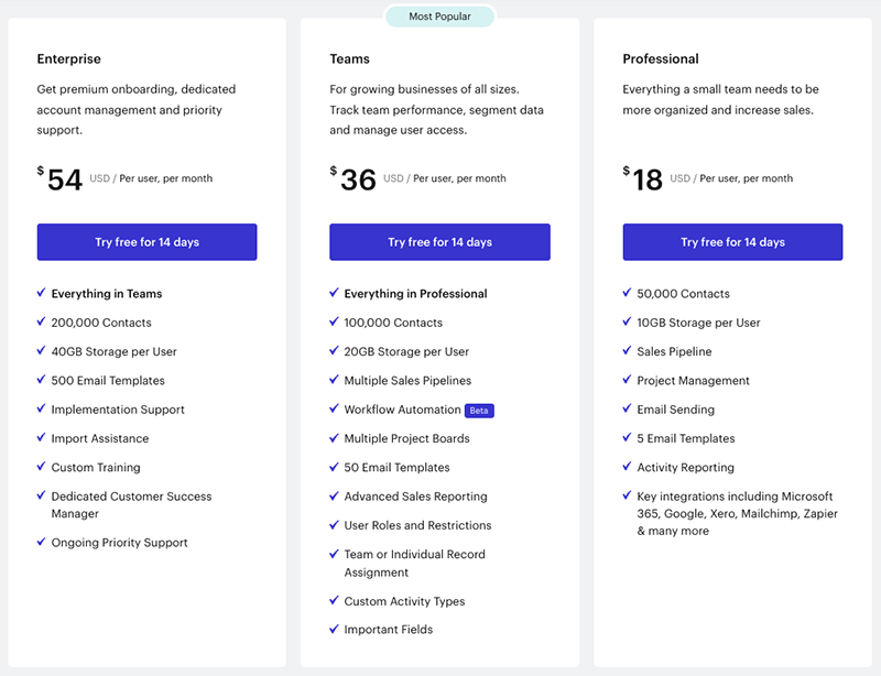 capsule crm pricing