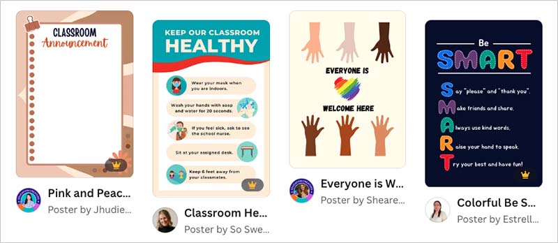 Classroom poster templates.