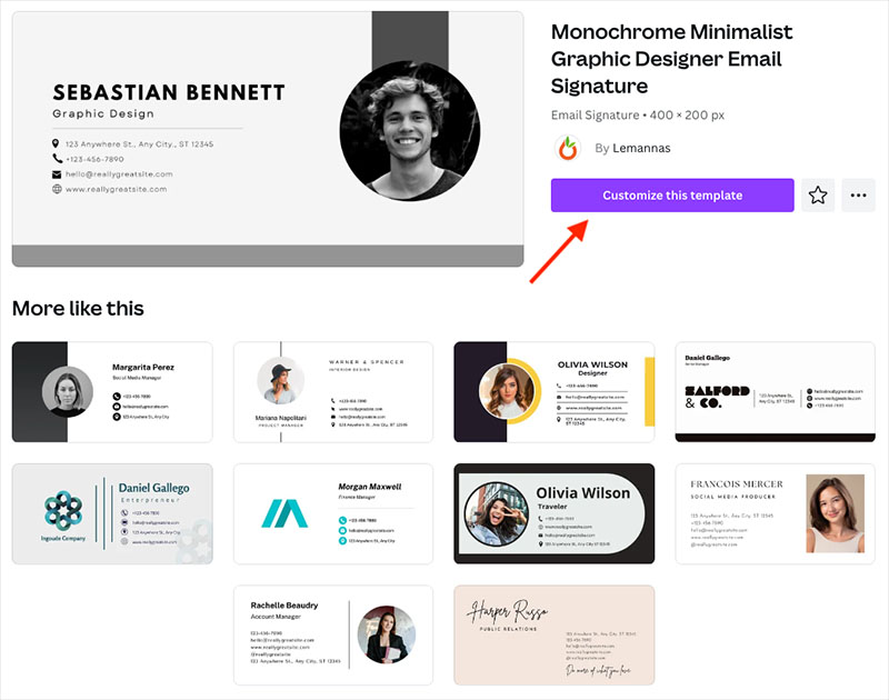 Email signature details
