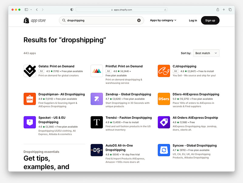 Some of the dropshipping apps that are currently available for Shopify