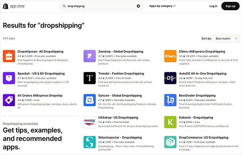 Dropshipping apps for Shopify