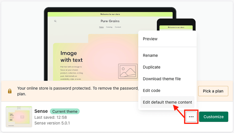 Accessing a theme's default theme content.