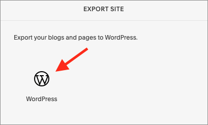Exporting a site to WordPress format using Squarespace