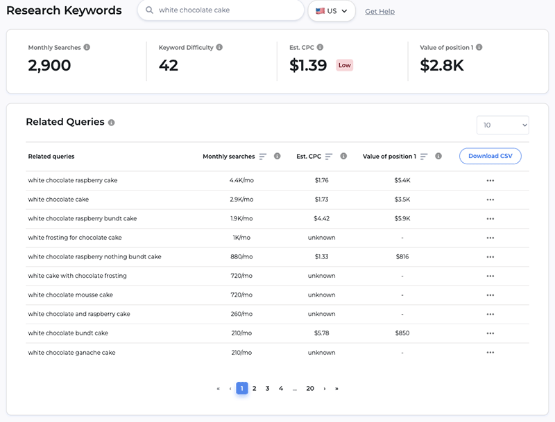 Performing keyword research in GrowthBar