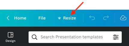 Canva's 'Magic Resize' button.