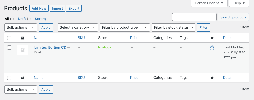 Managing products in WooCommerce