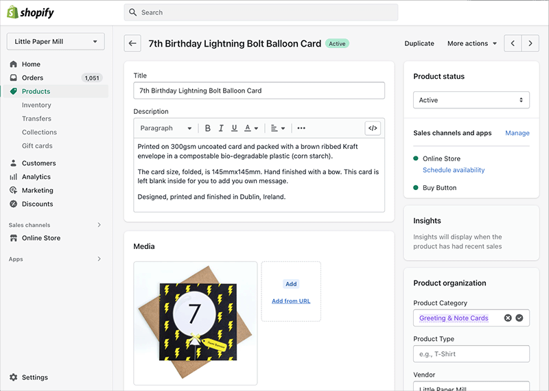 Managing products in a Shopify store