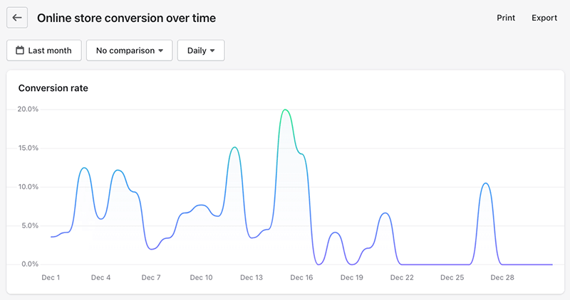 A Shopify conversions report