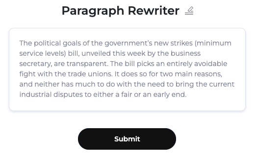 The paragraph rewriter tool