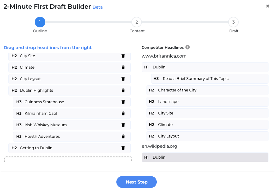 Configuring blog post sections in Growthbar